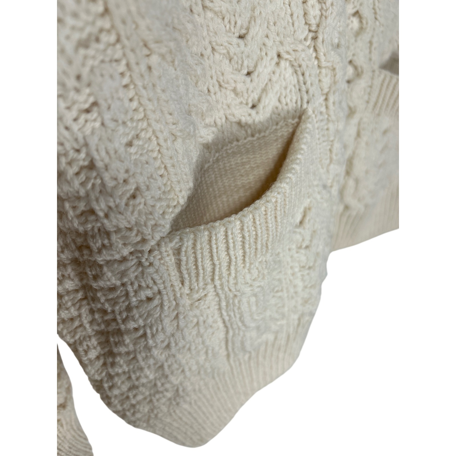 Aran Woollen Mills Cable Knit Cardigan Cream White Irish Wool Sweater Mens L Nwt — image 5 of 8
